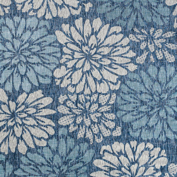 Zinnia Modern Floral Textured Weave Indoor/outdoor Square Rug